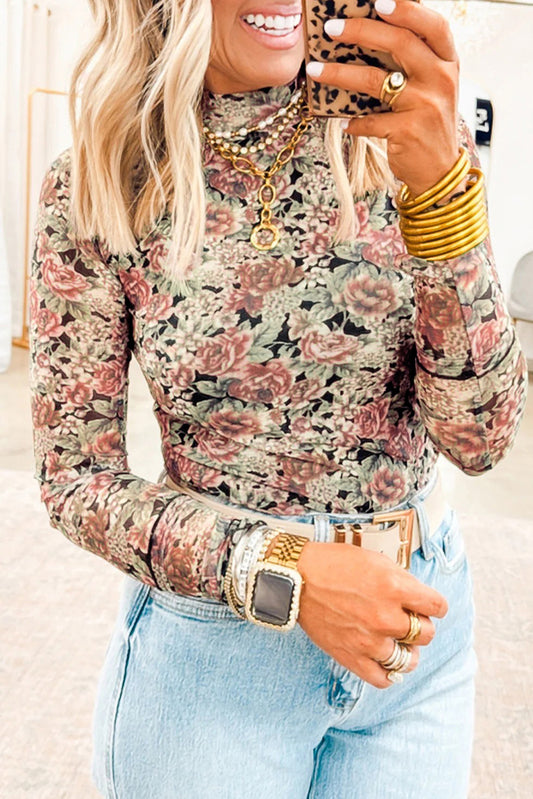 Floral Mesh Long Sleeve